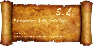 Straszer Lóránt névjegykártya